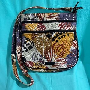 Vera Bradley Multicolor Quilted Crossbody Bag Feather Painted Hipster